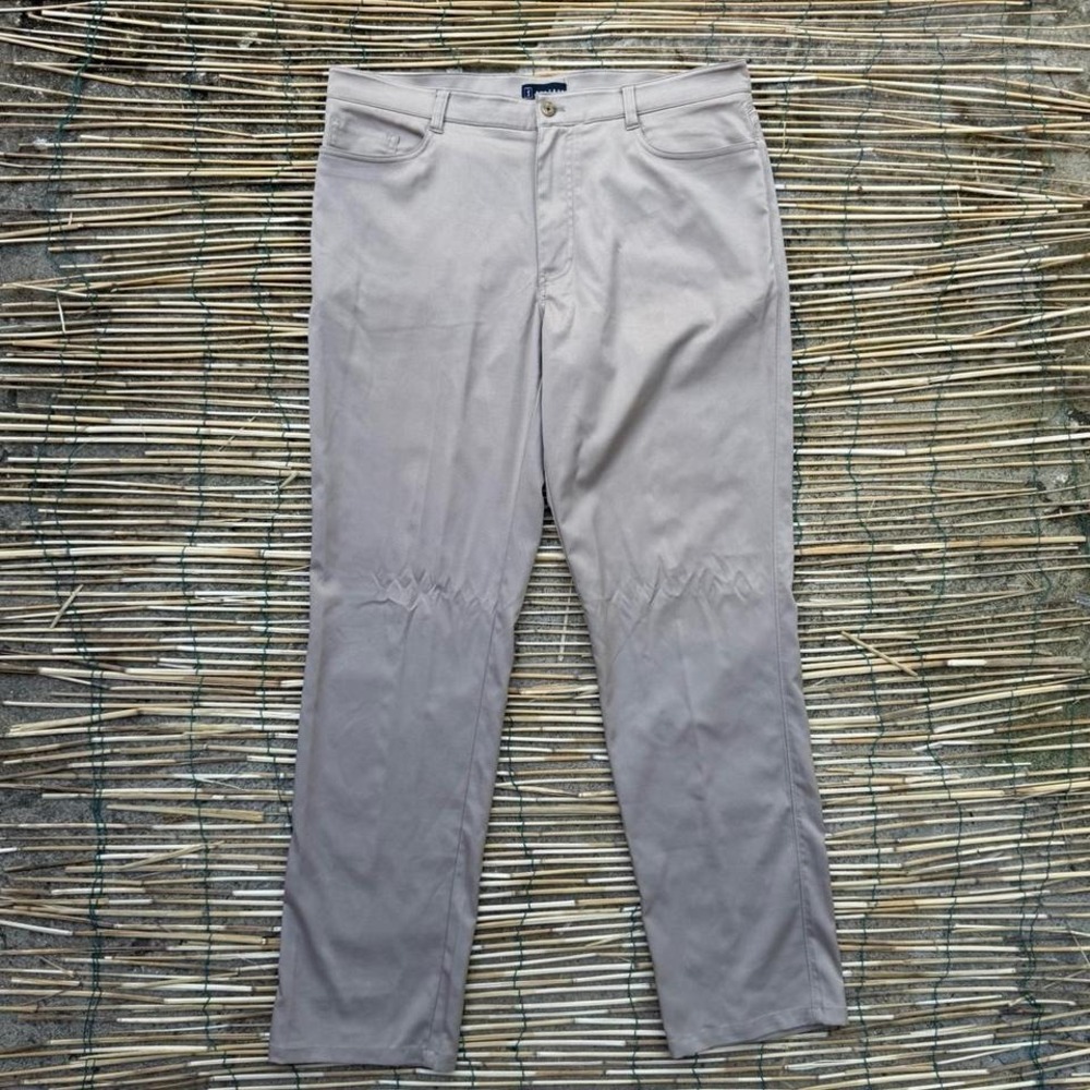 PGA Tour Men's Golf Pants 34x32 Khaki Beige Performance Stretch Flat Front
